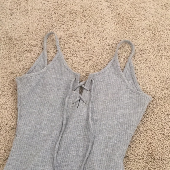 Gray lace up bodysuit - Picture 2 of 5